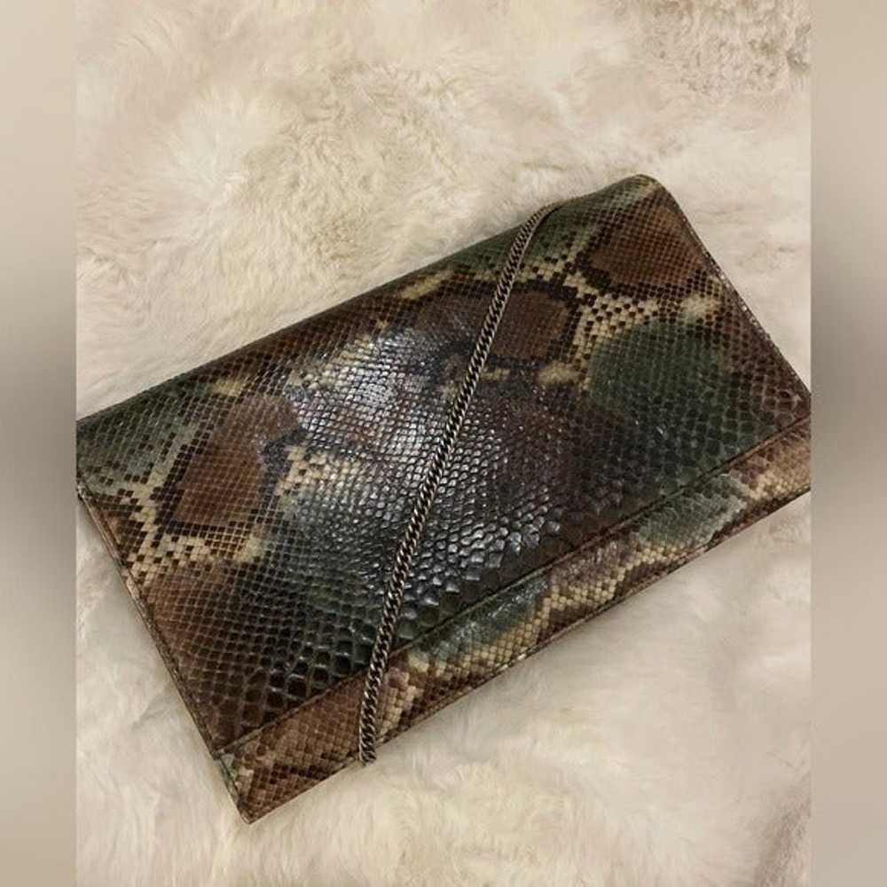 Varon Vintage Snake Skin leather Accordion Clutch… - image 1