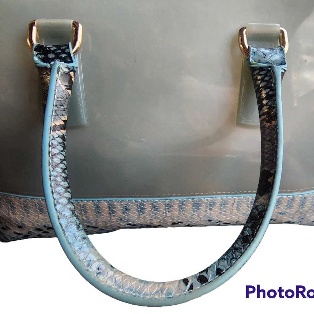 Rare Blue Candy Jelly & Snakeskin Furla Hand Bag - image 9