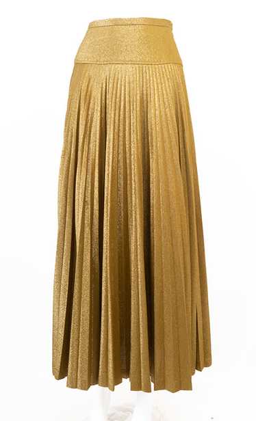 1970s Lurex Gold Metallic Pleated Maxi Skirt
