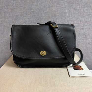 Vintage Coach City Bag 9790 Black Leather With Br… - image 1