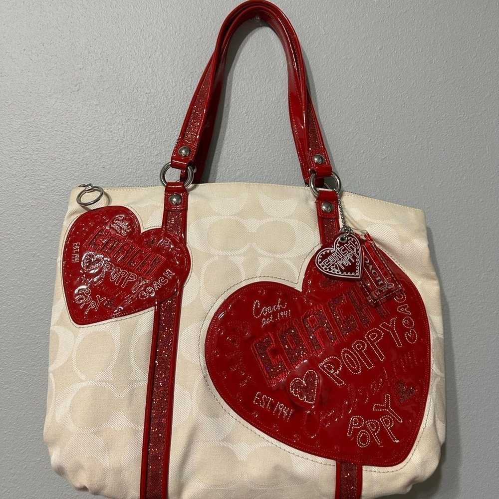 Coach Poppy Heart Sequin Tote Bag 14544 - image 1