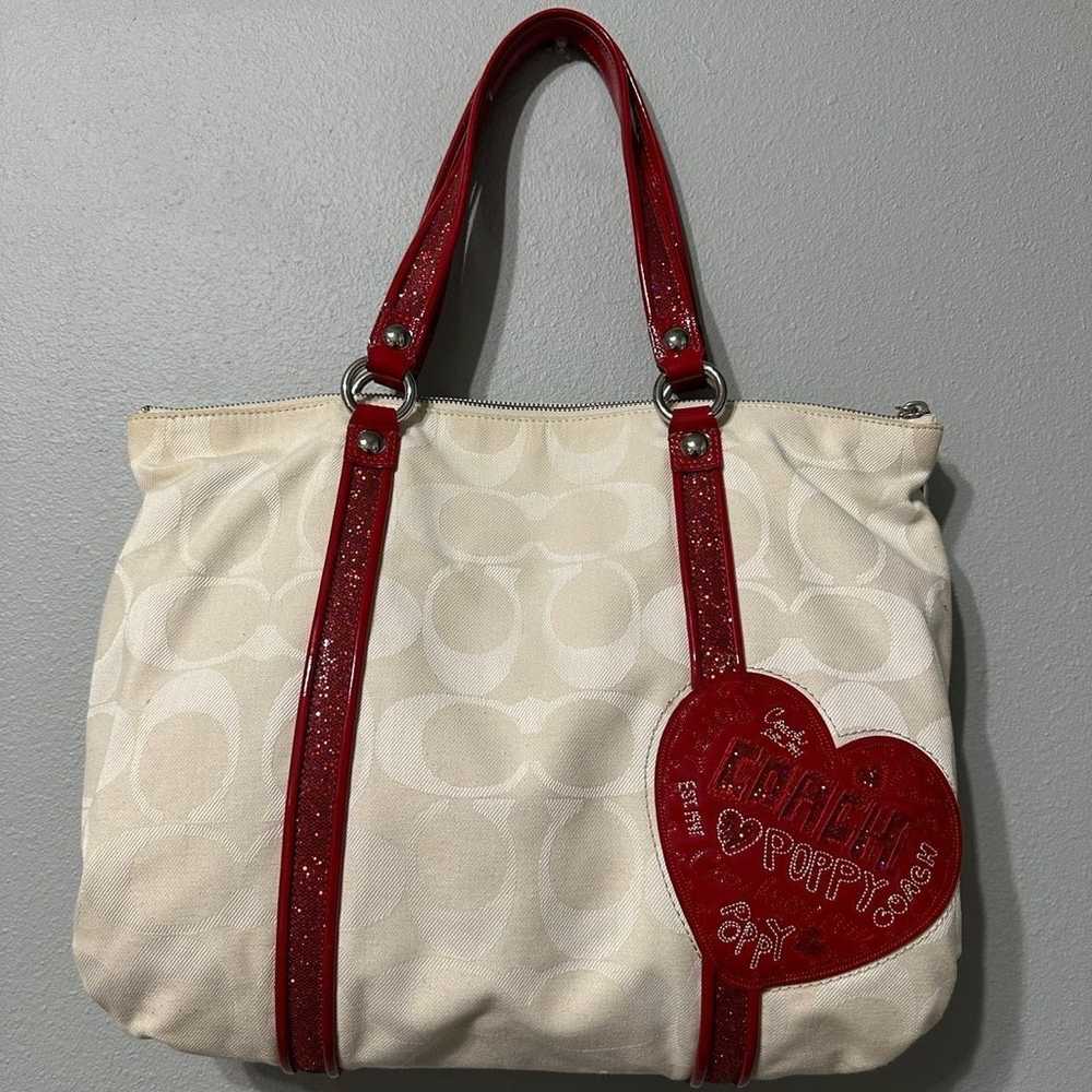 Coach Poppy Heart Sequin Tote Bag 14544 - image 2