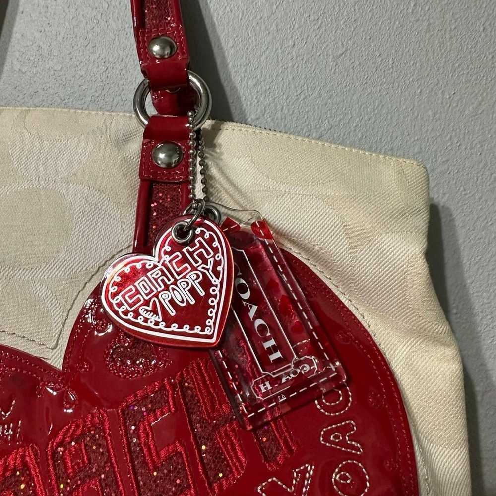 Coach Poppy Heart Sequin Tote Bag 14544 - image 3