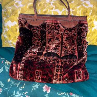 Vintage 60s tapestry needlepoint rug carpet bag purse