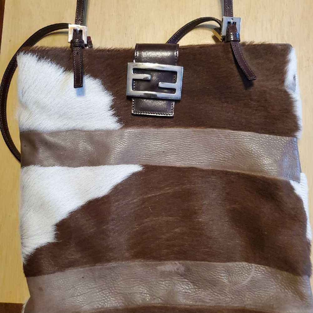 Fendi Leather-Trimmed Ponyhair Tote - image 1