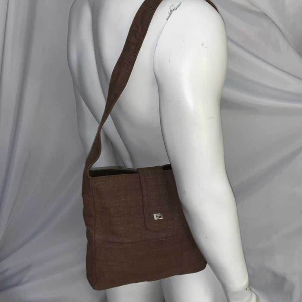 vintage GIVENCHY brown brushed cotton shoulderbag - image 1