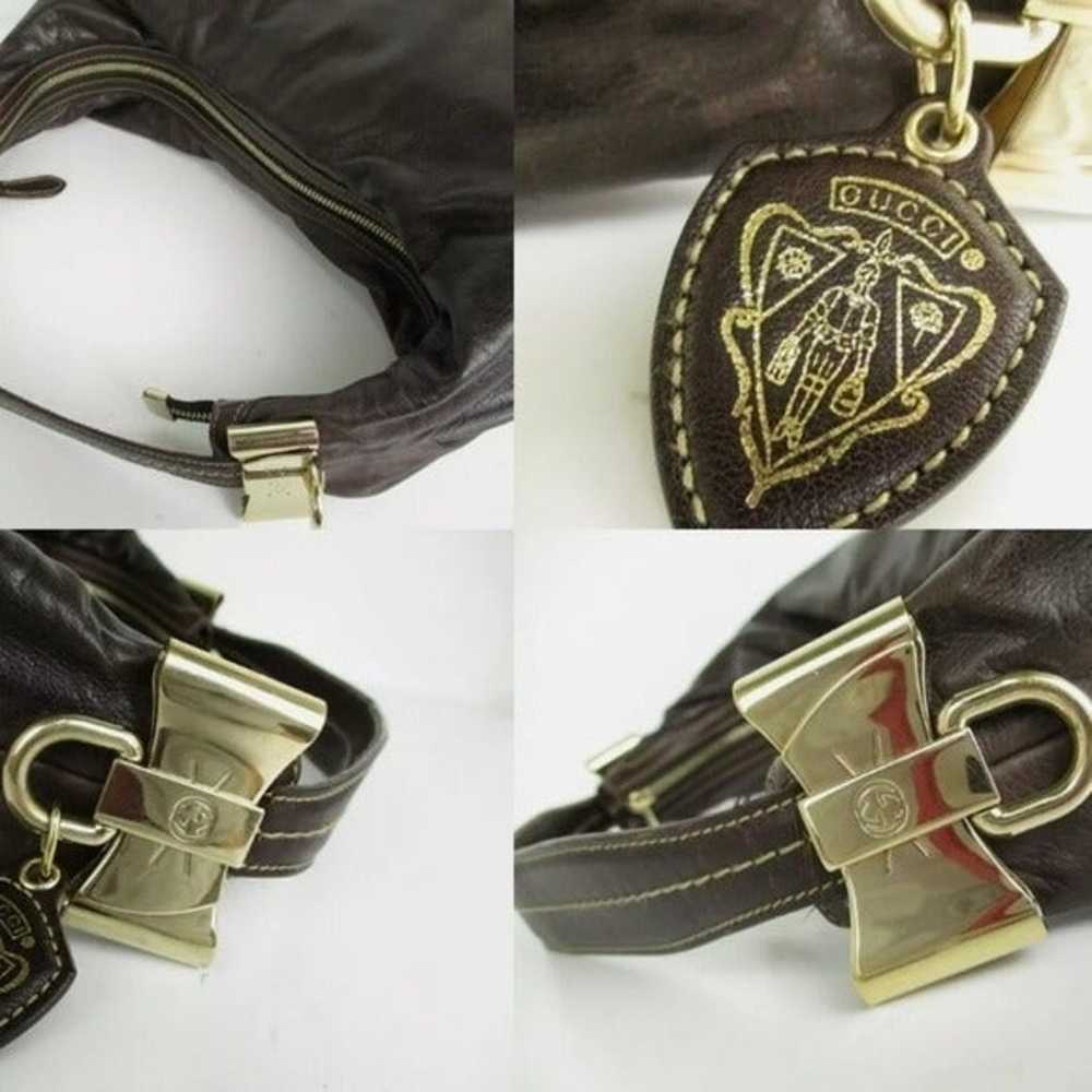GUCCI Beautiful Crest Gucci GG Ribbon Leather Hob… - image 9