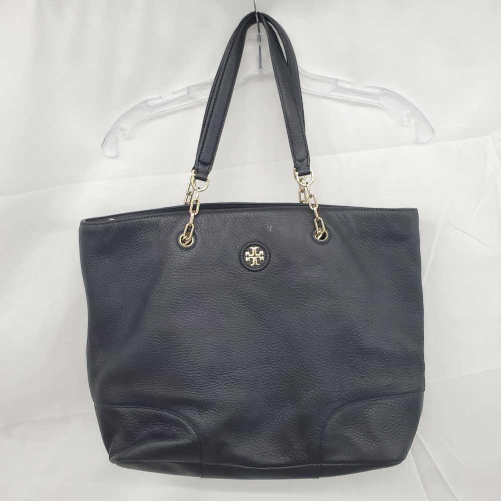 Tory Burch Whipstitch Black Leather Shoulder Tote… - image 2