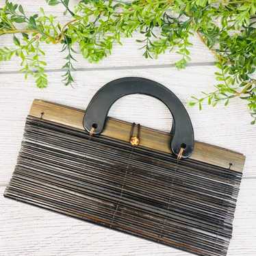 Vintage Wood Slat Rectangle Handbag - image 1