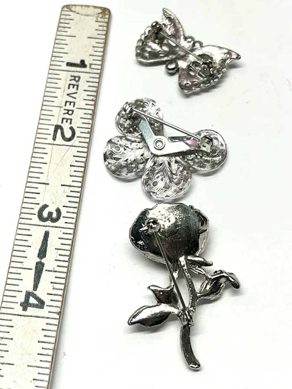 Three Vintage Silver Brooch Pins - image 4