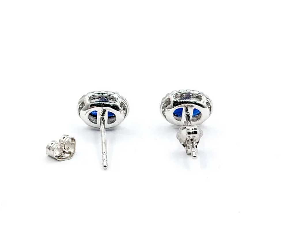 Oval Sapphire & Diamond Stud Earring White Gold - image 6