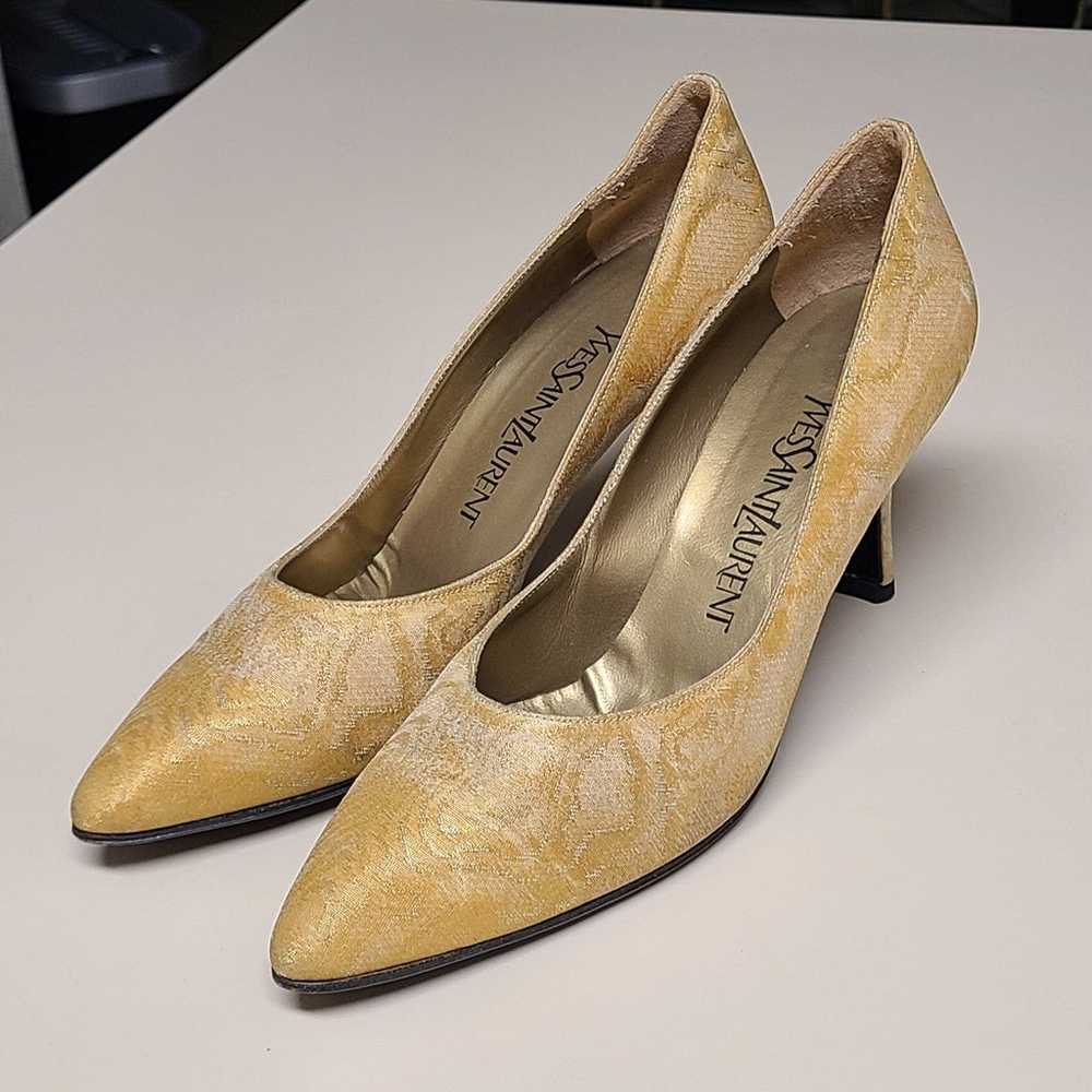 Yves Saint Laurent floral printed silk heels size… - image 1