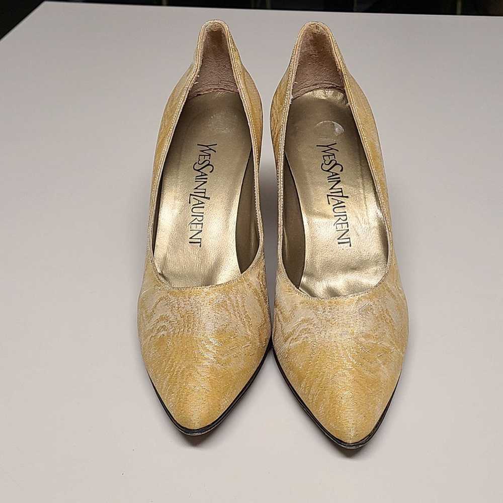 Yves Saint Laurent floral printed silk heels size… - image 2