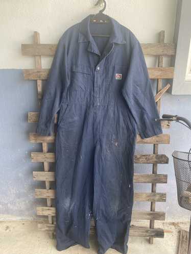 Vintage 70s Ben Davis Coveralls Sz 44L Blue Mechanic Carpenter Workwear Made USA 2024