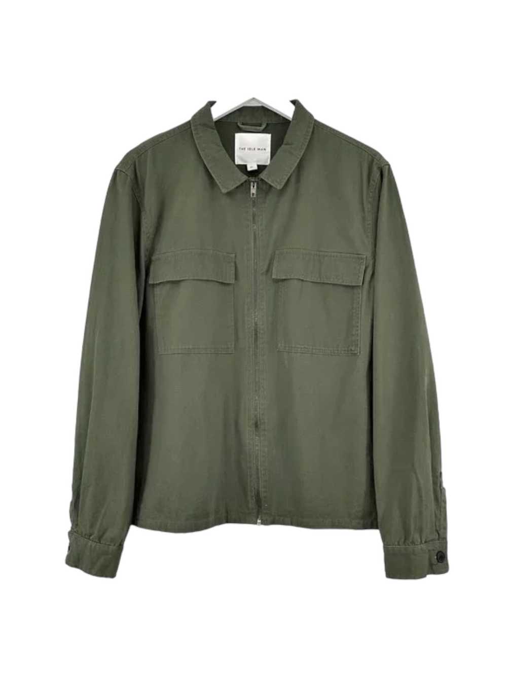 The Idle Man Olive Green Zip Up Overshirt / Light… - image 1