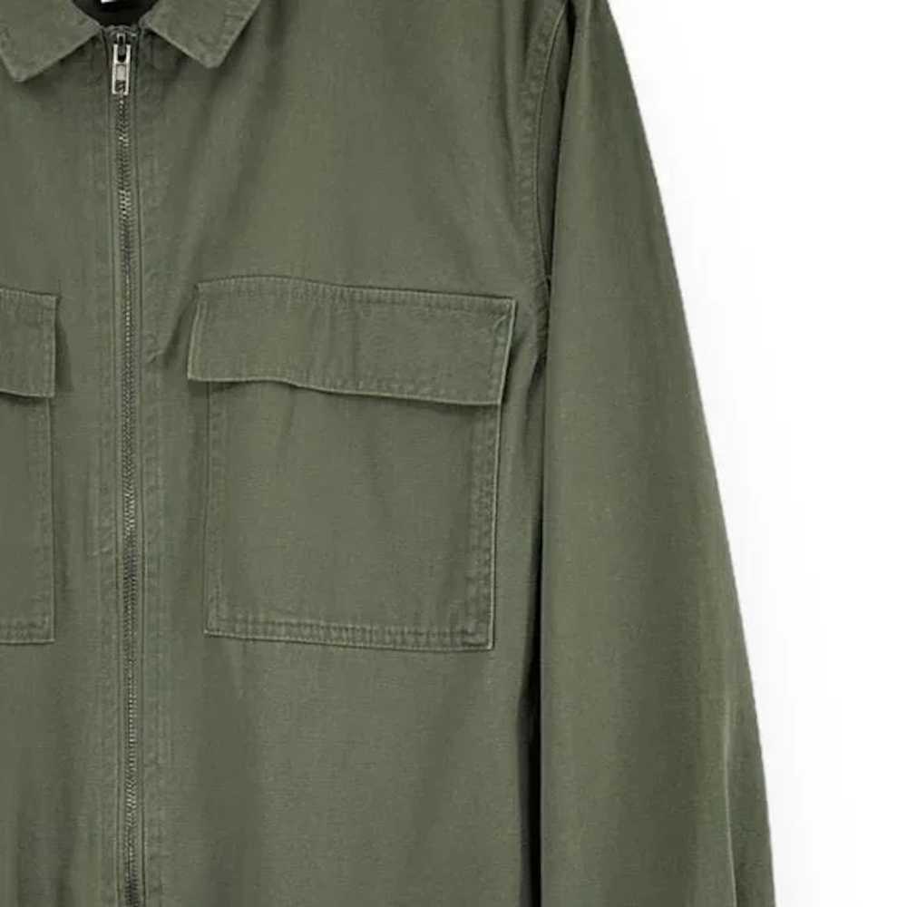 The Idle Man Olive Green Zip Up Overshirt / Light… - image 3