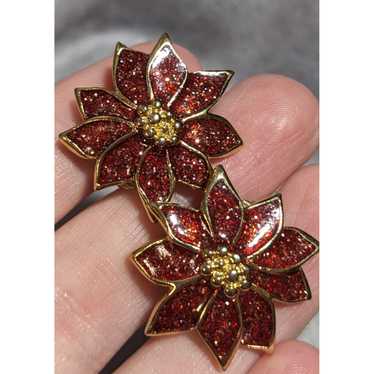 Other Vintage Avon Glitter Poinsettia Clip-On Earr