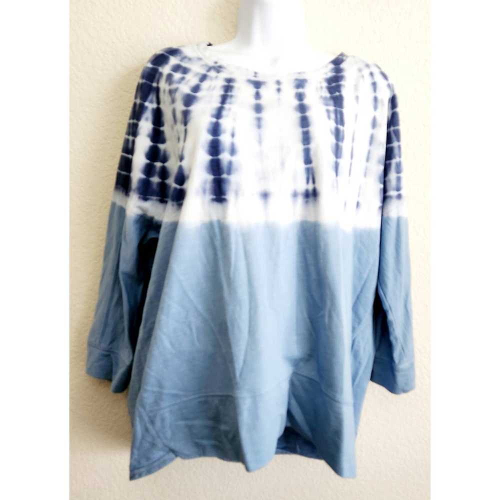 Sonoma Sonoma Blue White Tie Dye Drop Shoulder To… - image 1