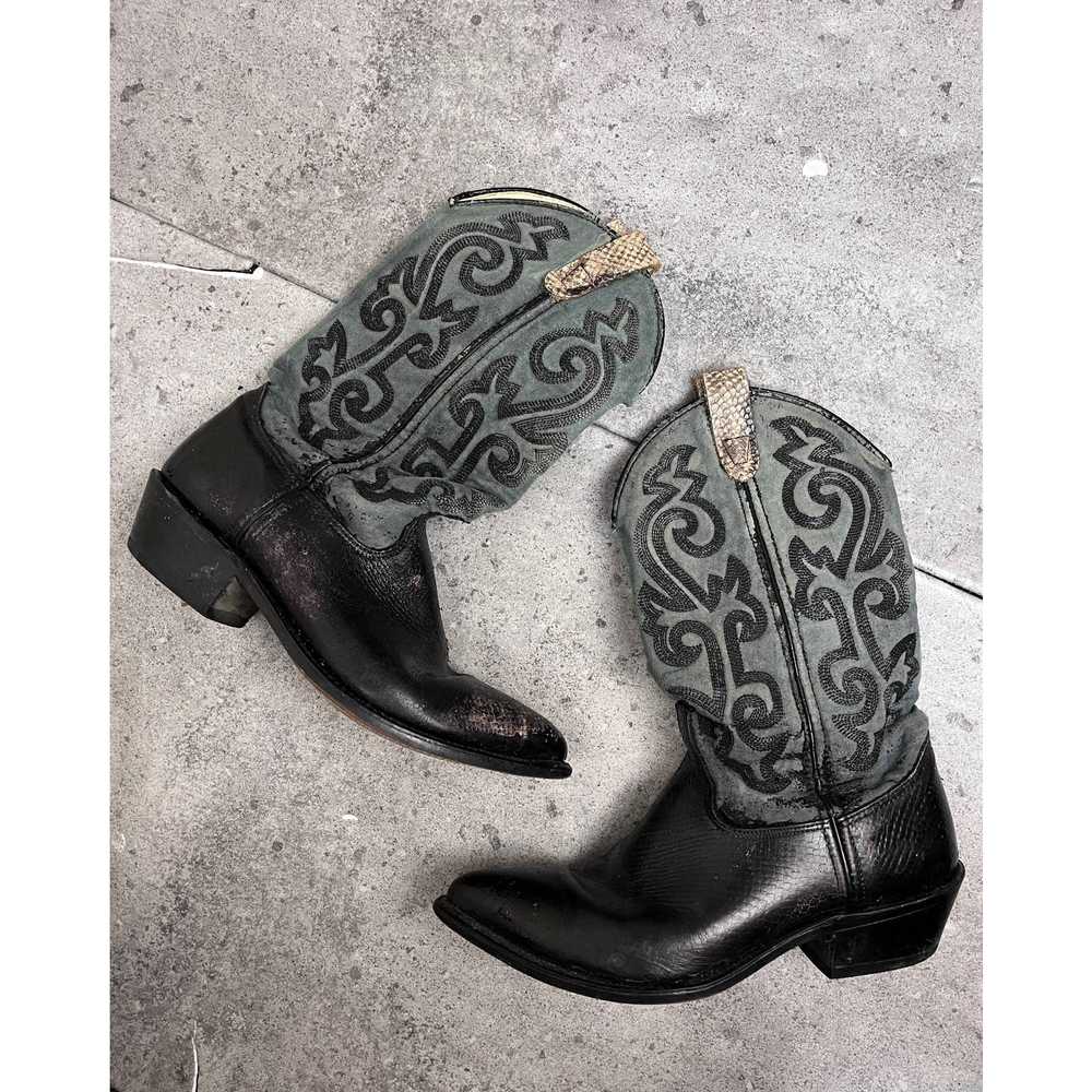 Vintage Faded Black Cowboy Boots (7.5) - 1990s - image 1