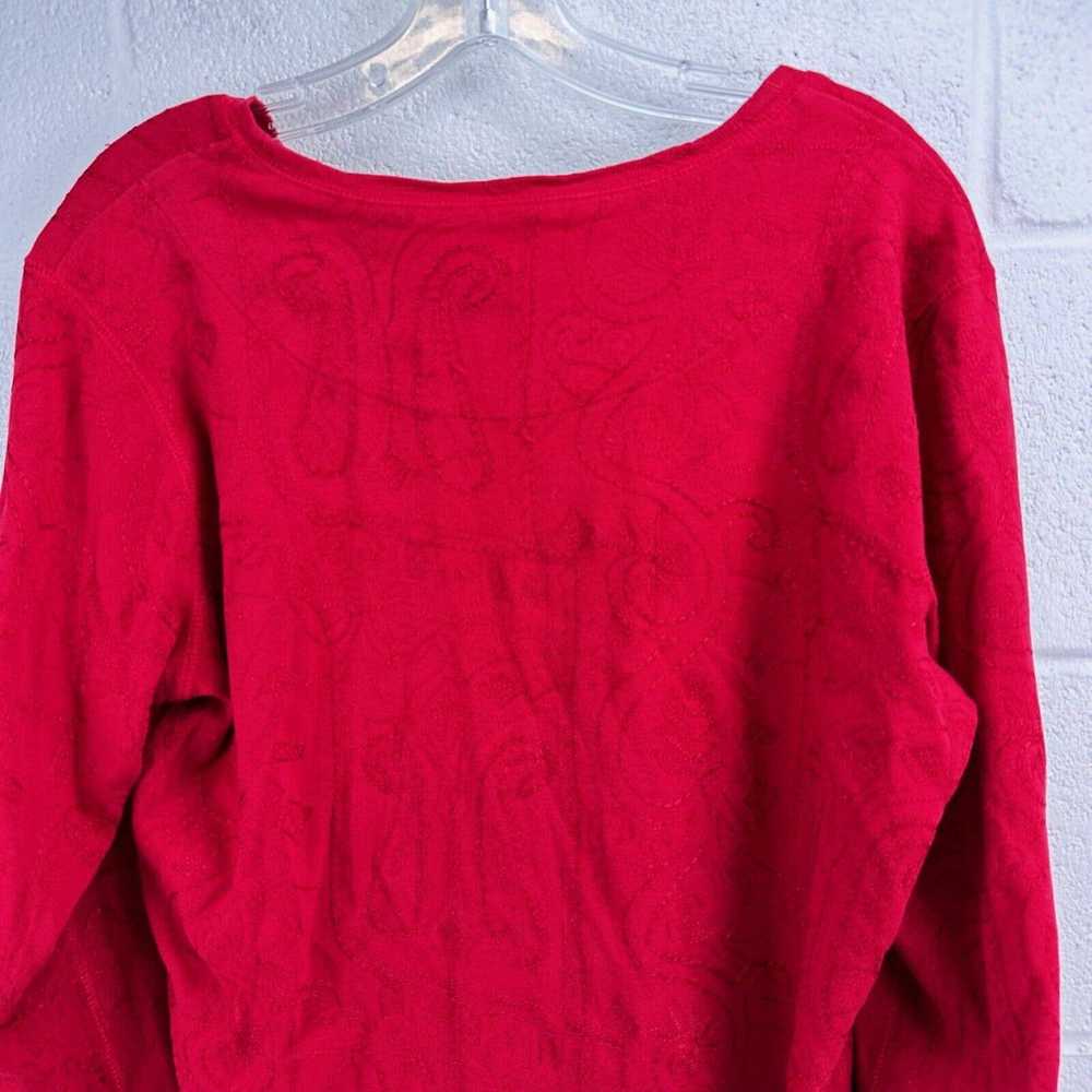 Chicos Chico's Embroidered Red Long Sleeve Pullov… - image 2