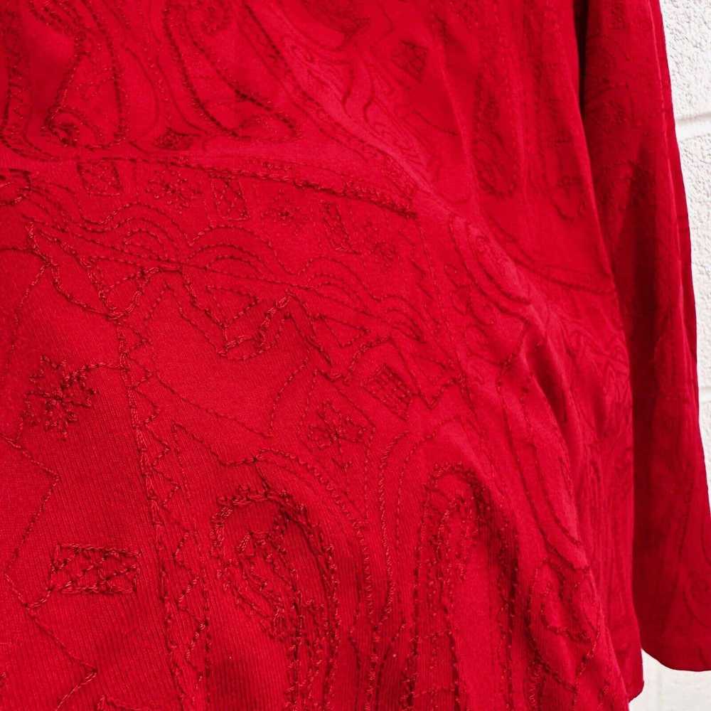 Chicos Chico's Embroidered Red Long Sleeve Pullov… - image 4