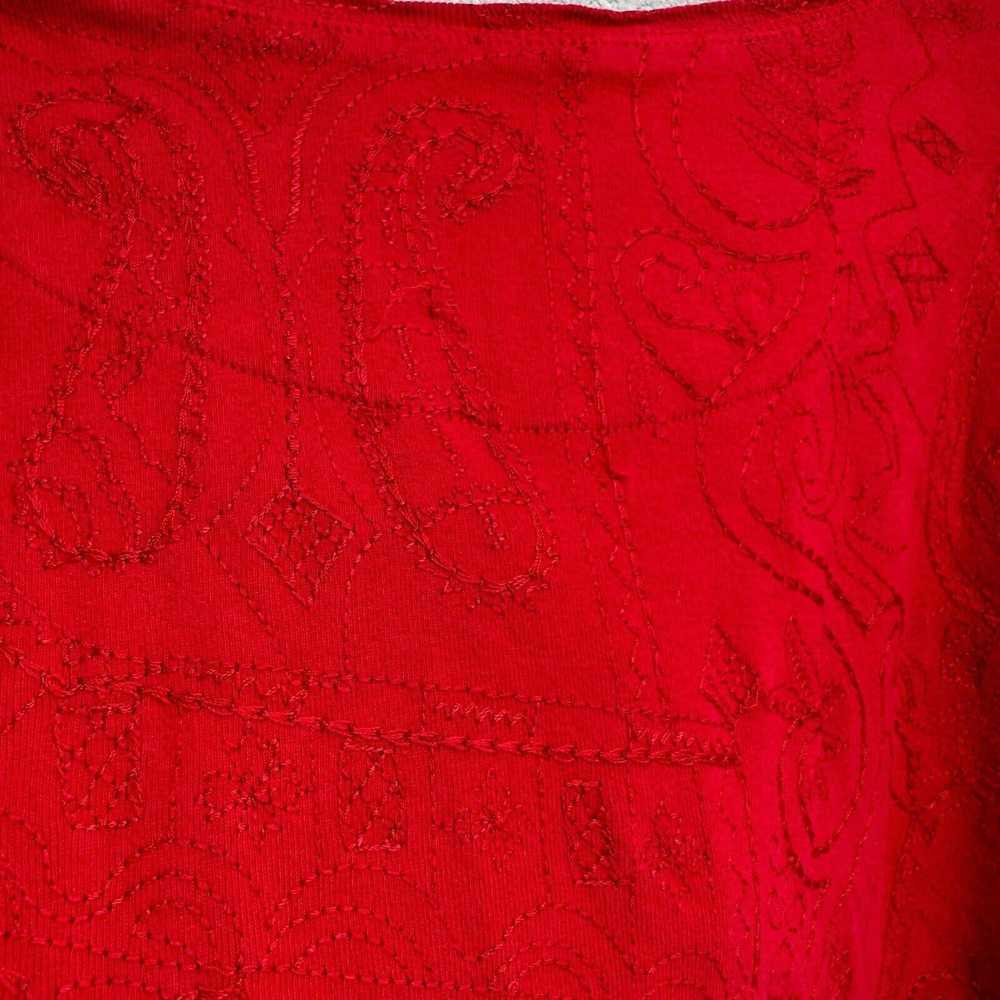 Chicos Chico's Embroidered Red Long Sleeve Pullov… - image 7