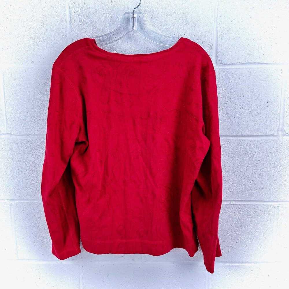 Chicos Chico's Embroidered Red Long Sleeve Pullov… - image 8