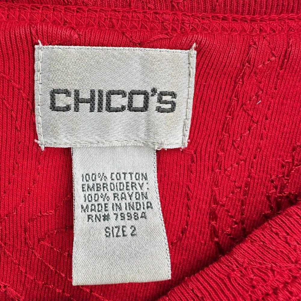 Chicos Chico's Embroidered Red Long Sleeve Pullov… - image 9