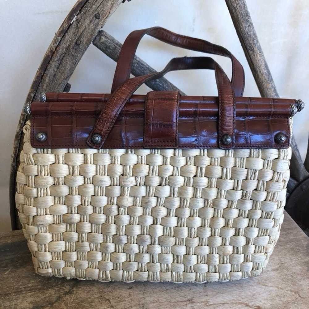 BRIGHTON Purse Basket Brown Crocodile Leather Pai… - image 2