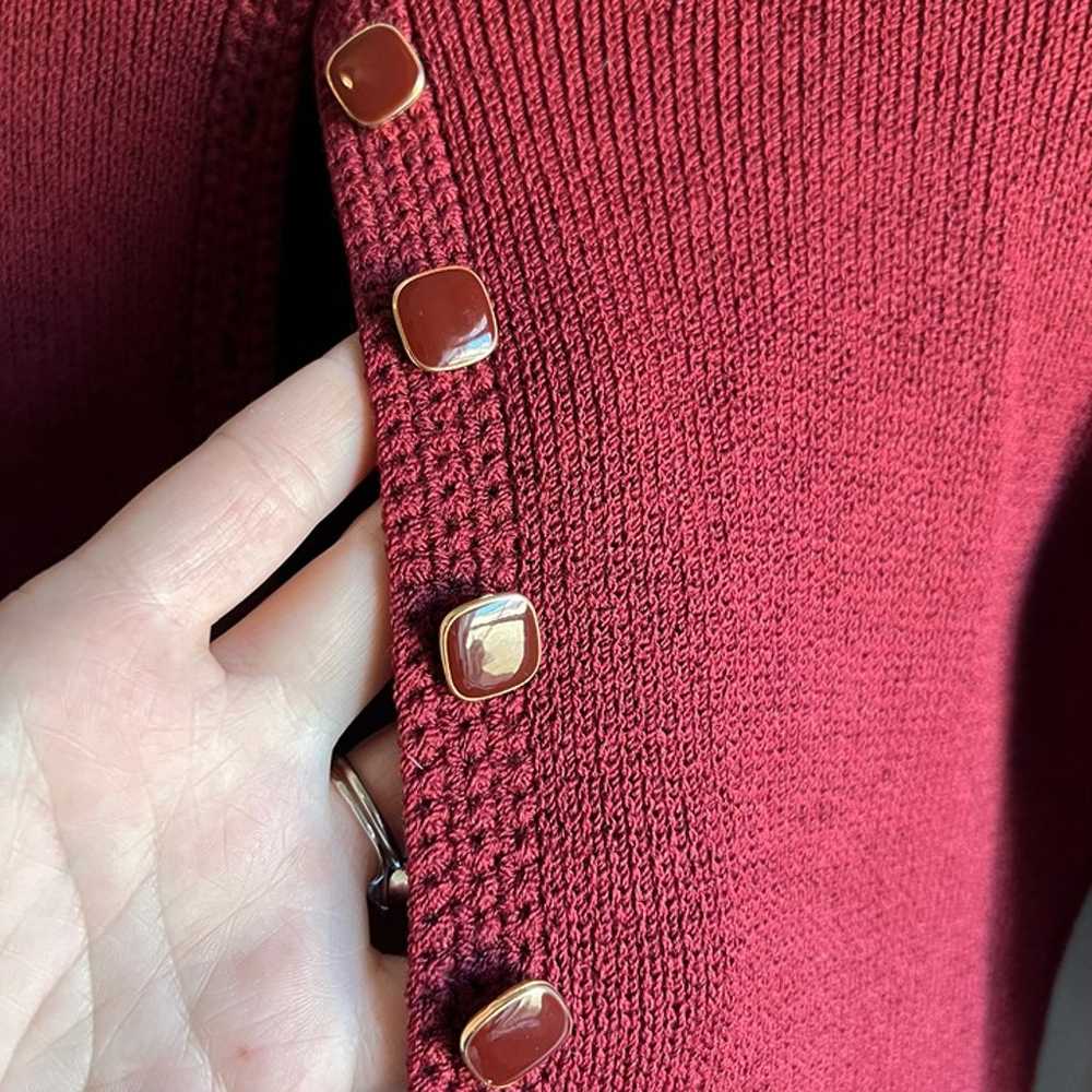 Vintage St. John Cranberry Red Knit Cardigan Size… - image 7