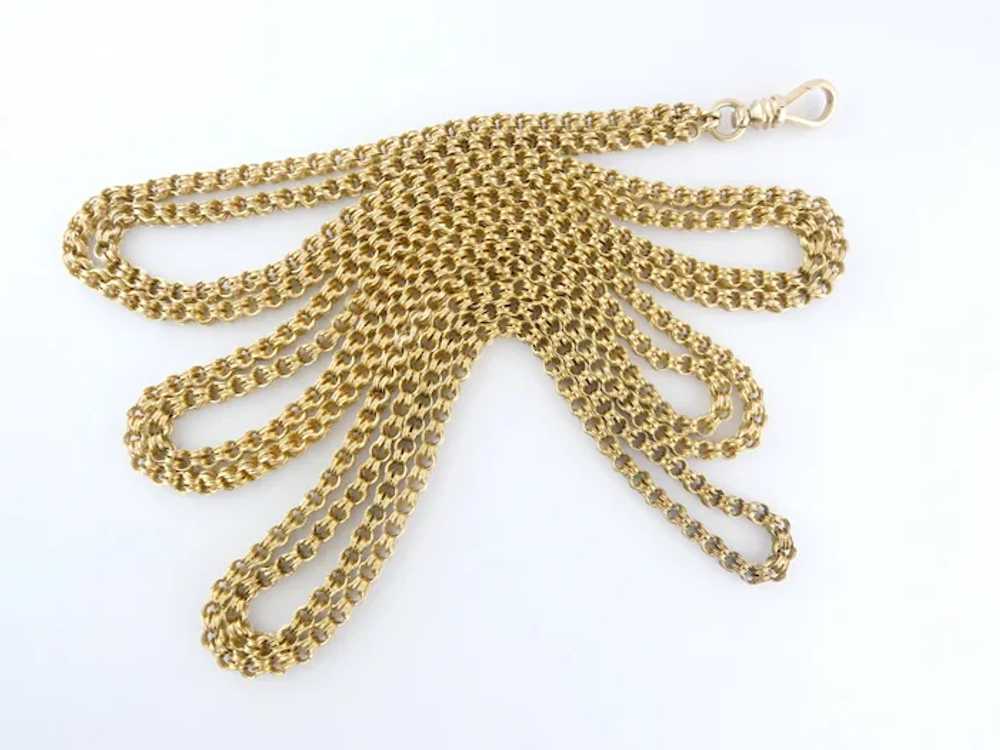 Antique Victorian 14K Yellow Gold 61" Long Guard … - image 3