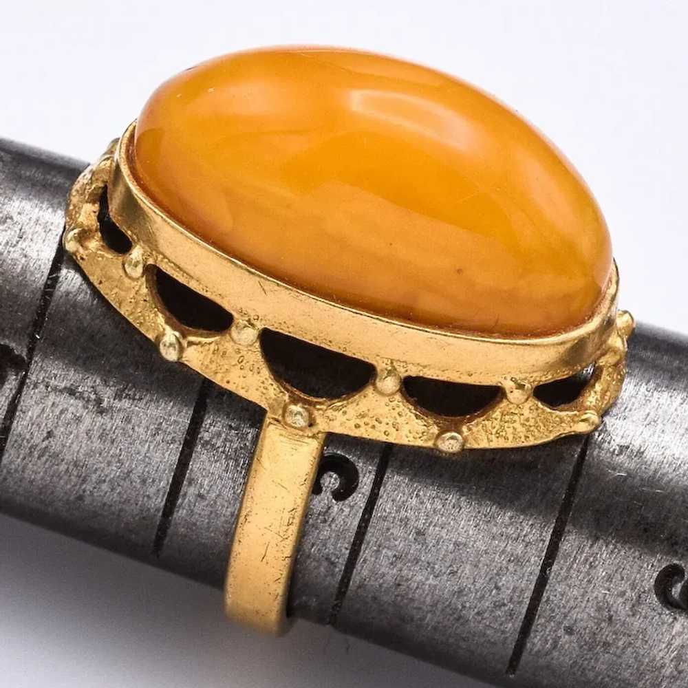 Vintage Russian Egg Yolk Amber Oval Cocktail Ring… - image 6