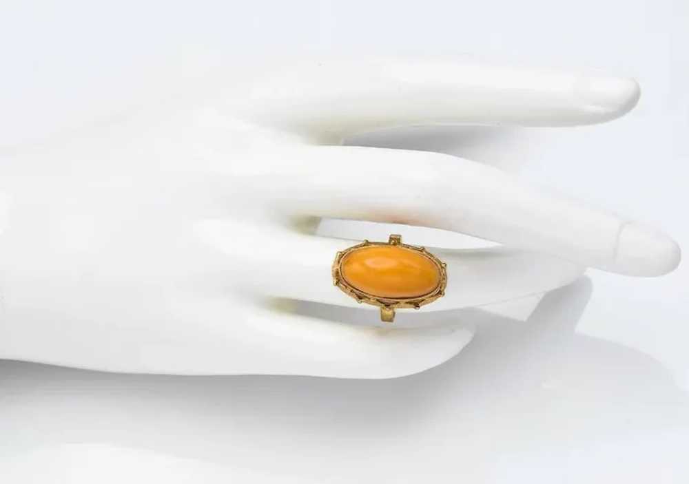 Vintage Russian Egg Yolk Amber Oval Cocktail Ring… - image 7