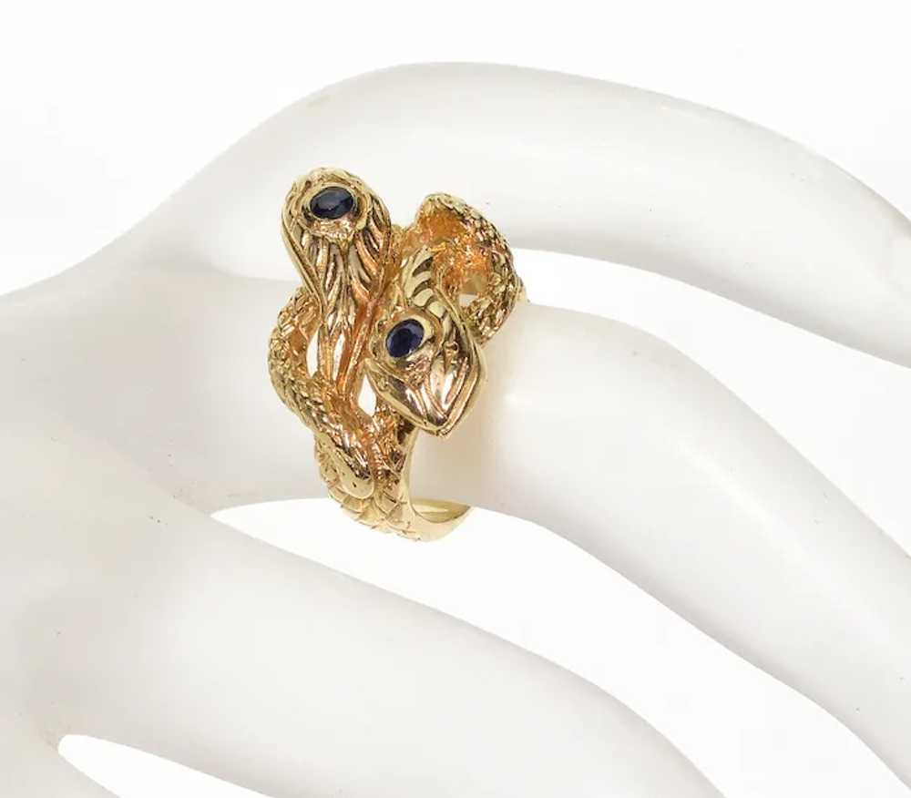 Antique Victorian 14K Gold Sapphire Double Snake … - image 4