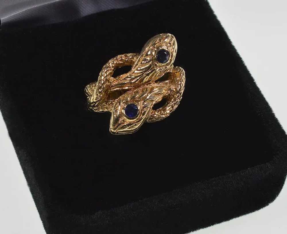 Antique Victorian 14K Gold Sapphire Double Snake … - image 6