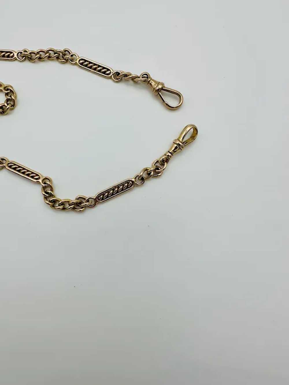 Victorian 9k Rosey Yellow Gold Watch Chain, Pocke… - image 6