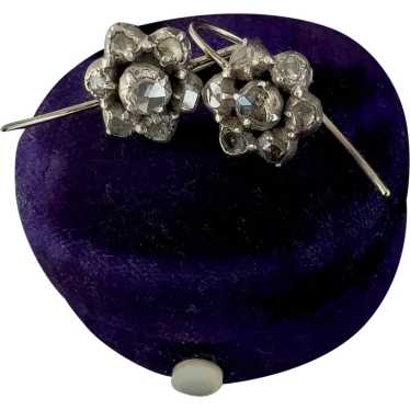 Georgian Rose Cut Diamond Cluster Earrings - image 1