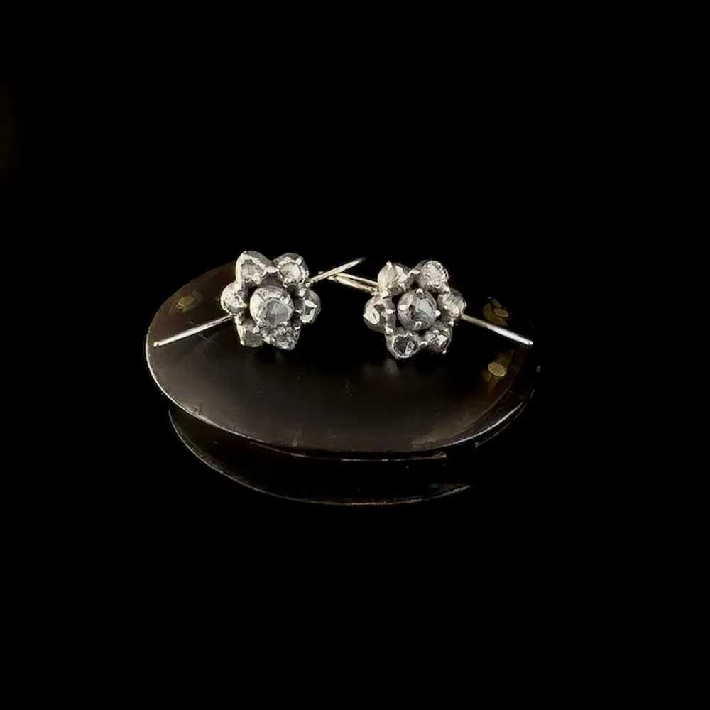 Georgian Rose Cut Diamond Cluster Earrings - image 2