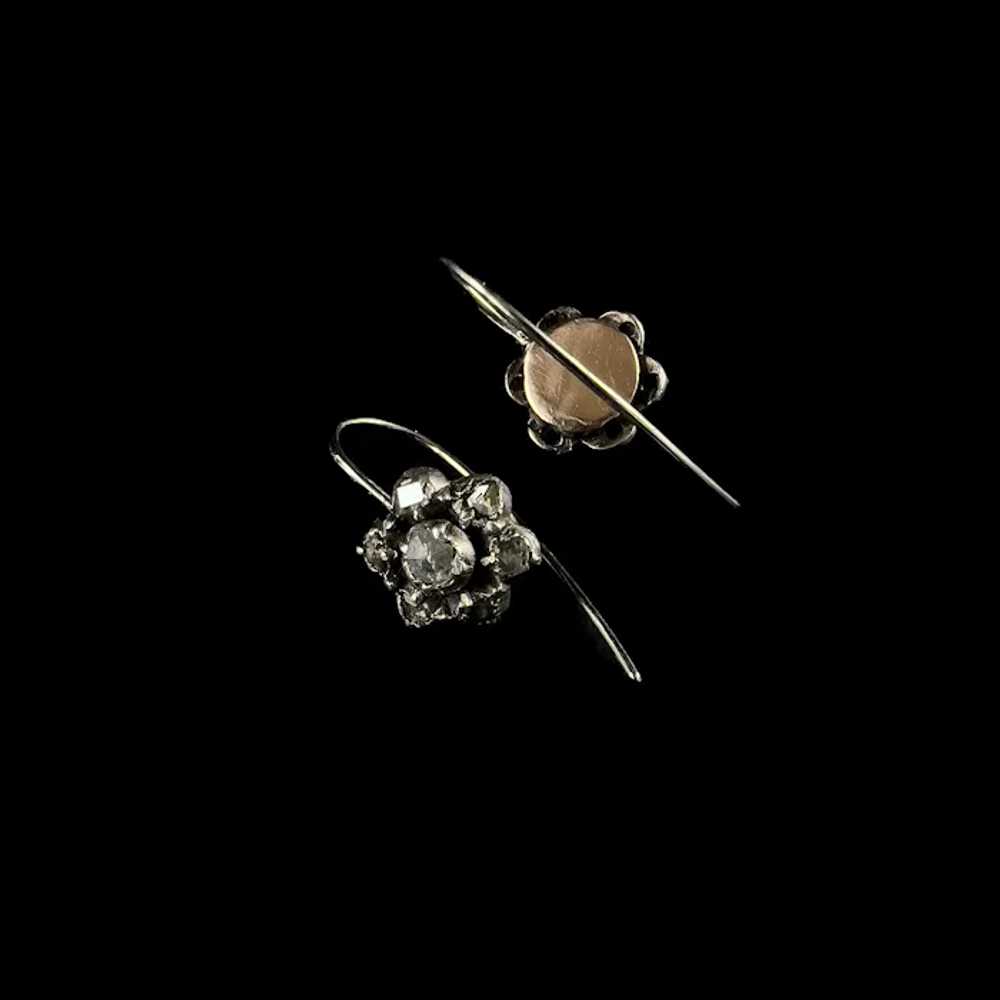 Georgian Rose Cut Diamond Cluster Earrings - image 3