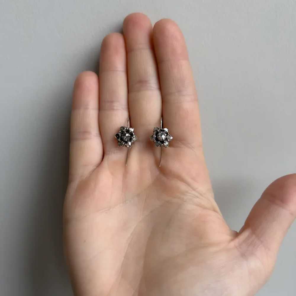 Georgian Rose Cut Diamond Cluster Earrings - image 5