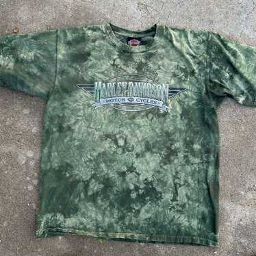 Vintage Harley Davidson Green Tye dye wash shirt - image 1