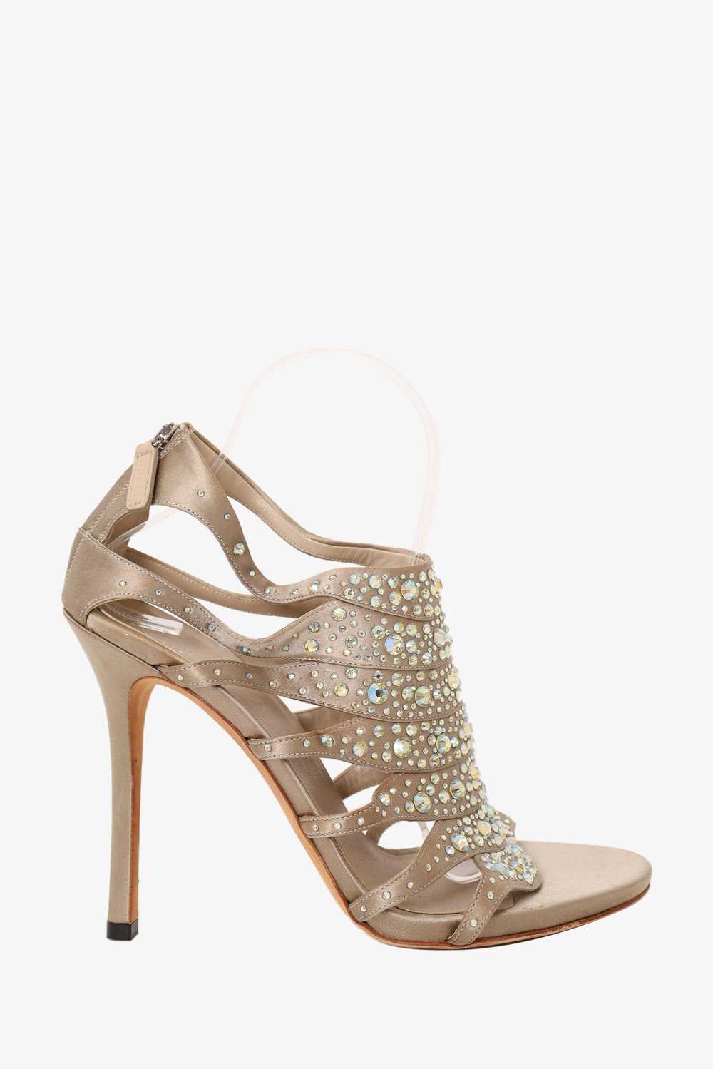 Gucci Gold Satin Crystals Strappy Sandals Size 39… - image 1