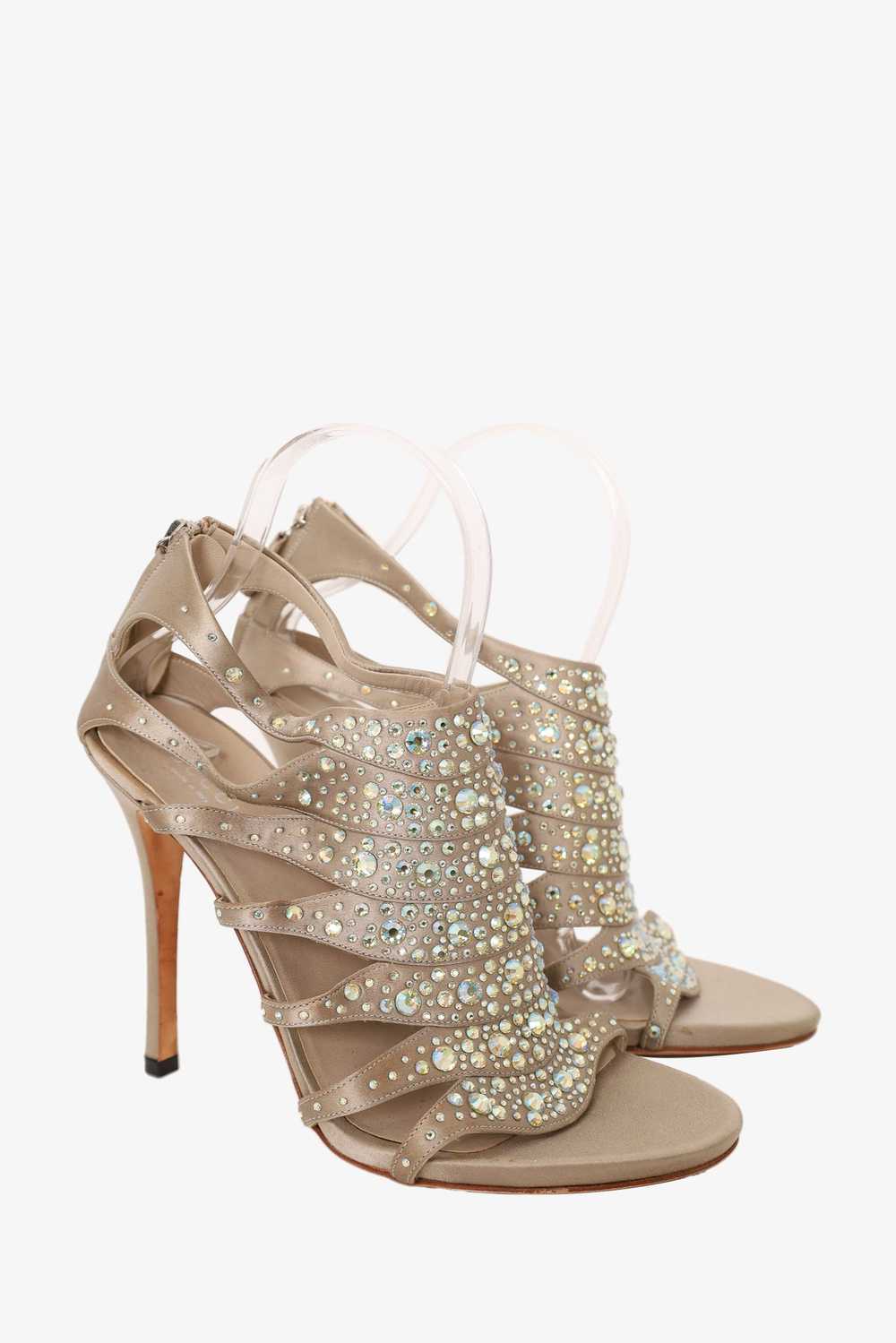 Gucci Gold Satin Crystals Strappy Sandals Size 39… - image 2