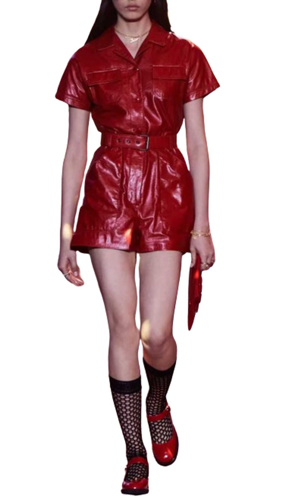 Managed by hewi Dior Red Leather Playsuit - image 2