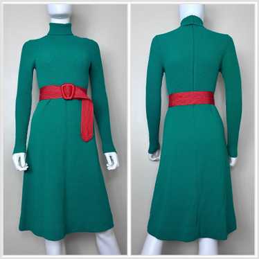 1970s Green Knit Turtleneck Dress, Tricots by You… - image 1