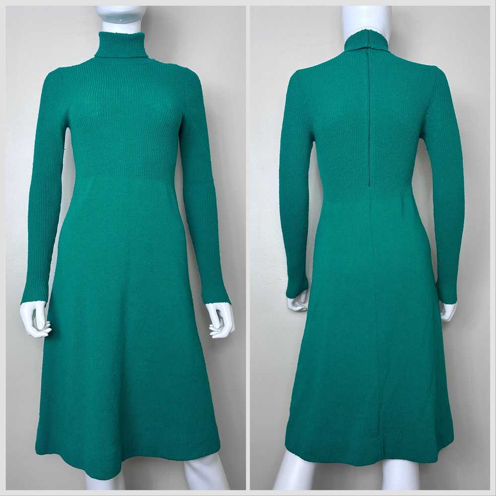 1970s Green Knit Turtleneck Dress, Tricots by You… - image 2