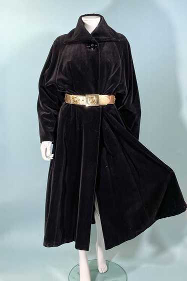 Vintage 40s Black Velvet Princess Coat, St Anne Ex