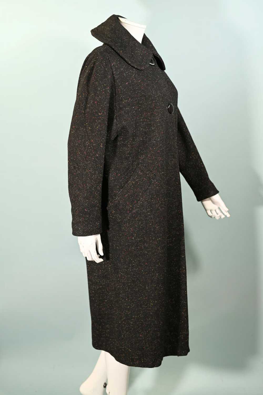 Vintage 50s Black Flecked Wool Coat, Relaxed Fit … - image 3