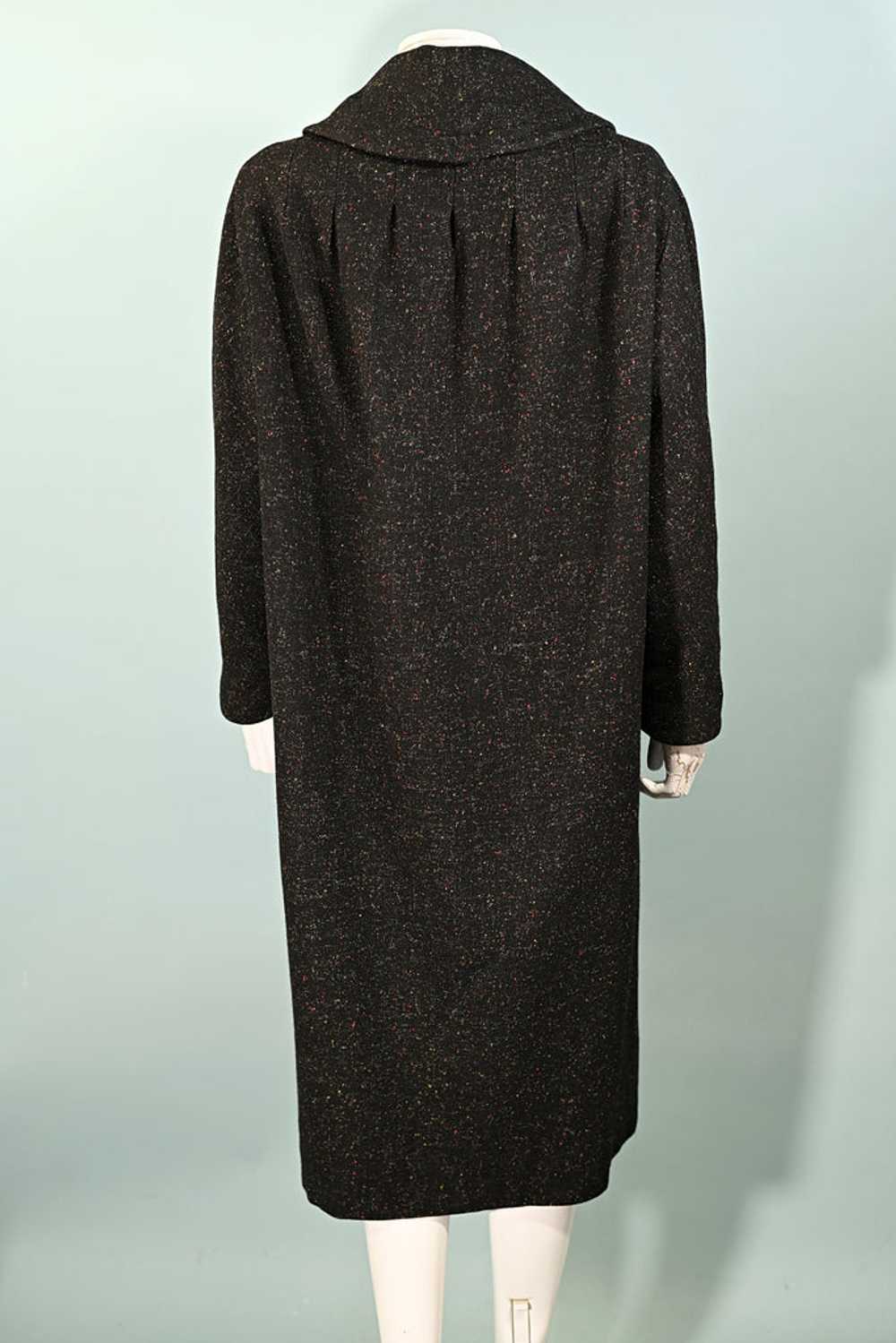 Vintage 50s Black Flecked Wool Coat, Relaxed Fit … - image 4