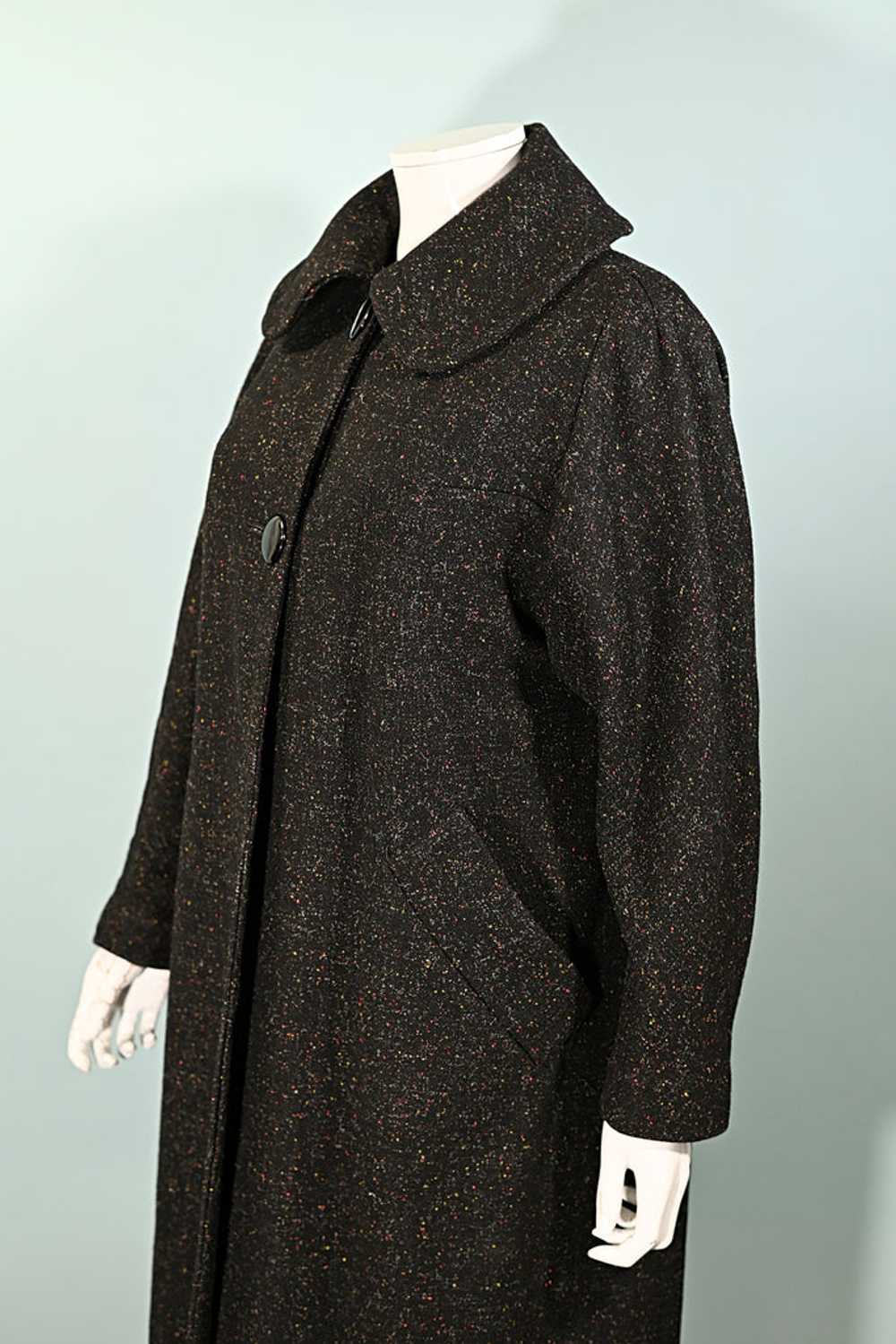 Vintage 50s Black Flecked Wool Coat, Relaxed Fit … - image 7